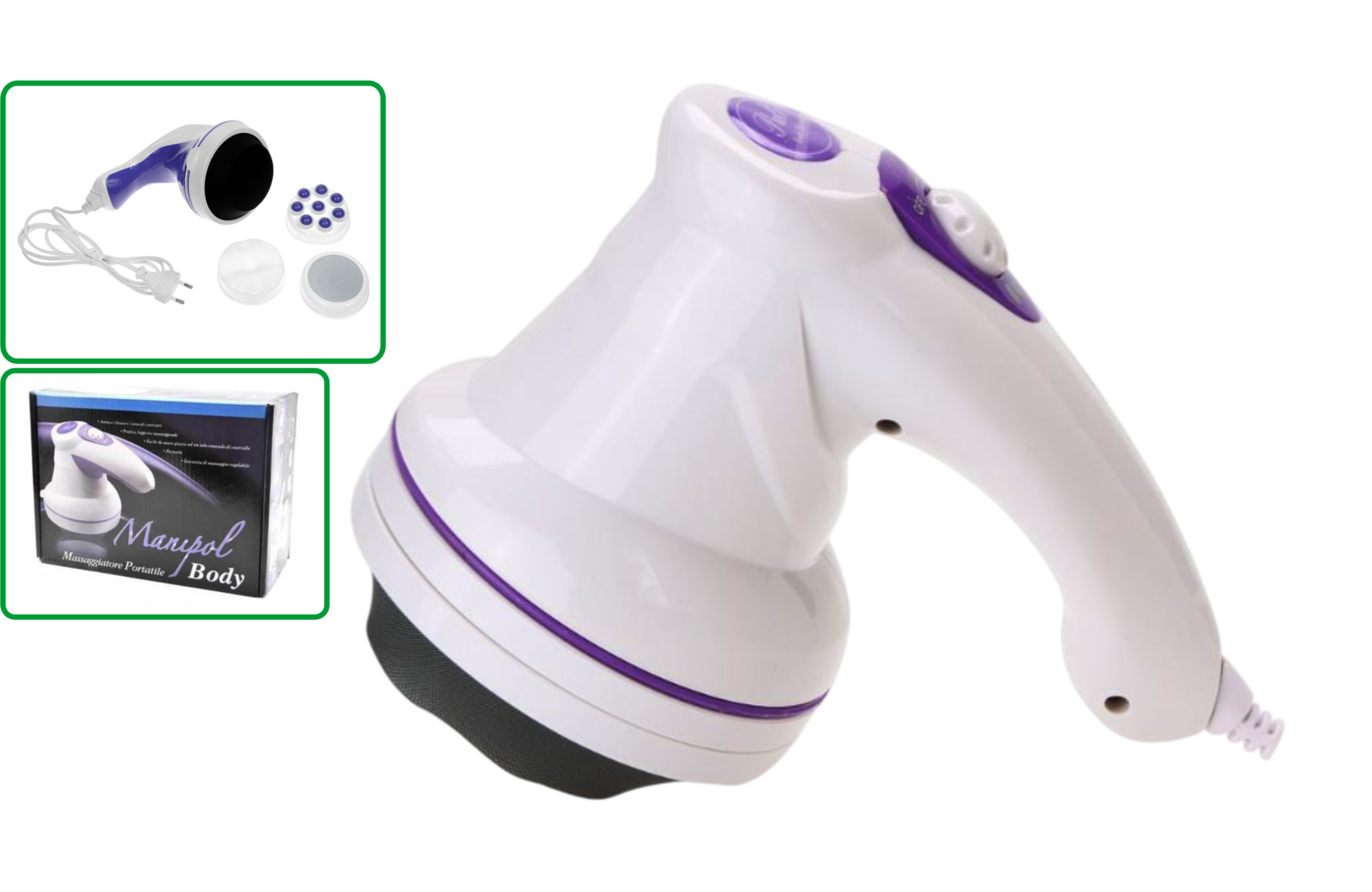 Tana uchun elektr vibromassajer / 3 ta nasadkali to’plam